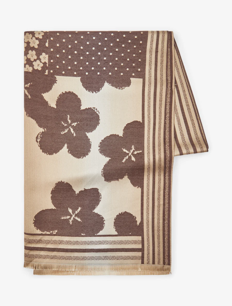 Irise sjaal met bloemenprint - Bruin - Image 2