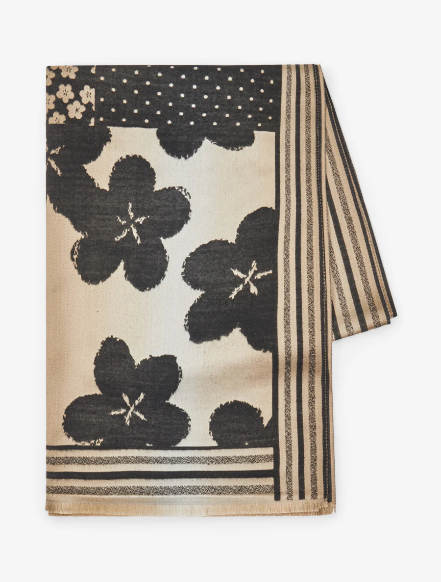 Irise sjaal met bloemenprint - Zwart - Image 2