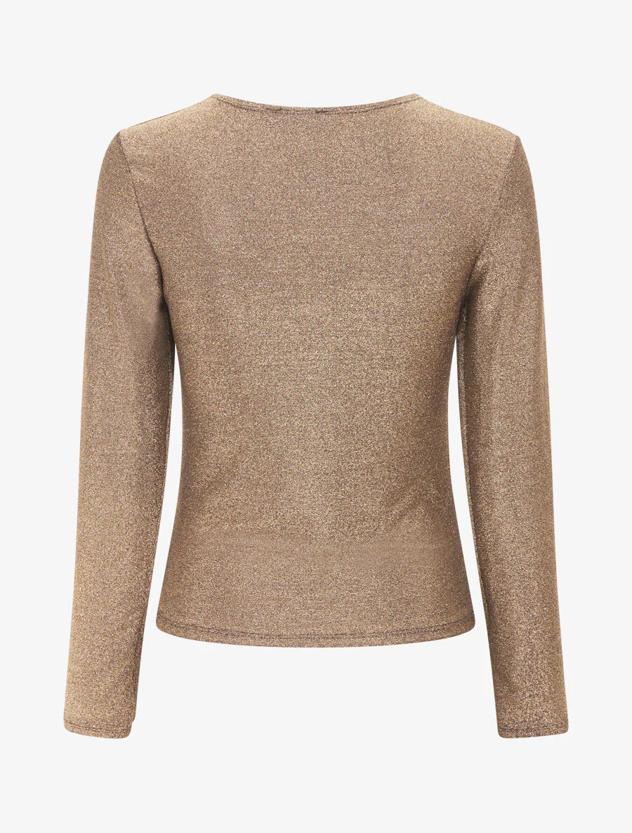 Iriserende top met ronde hals - Goud - Image 2