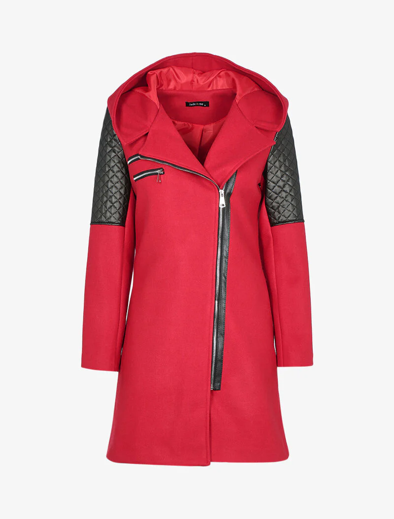 Jas met ritsen en gewatteerde schouders - rood