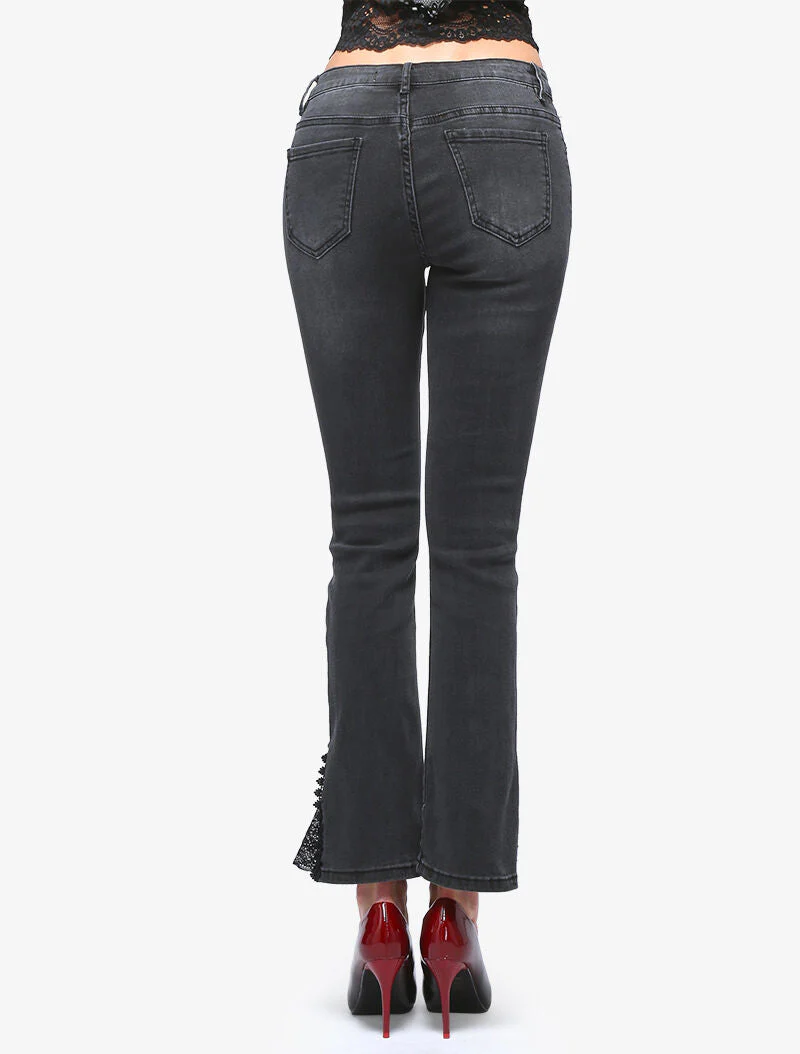 Jeans 7/8 aan boord detail kant - antraciet - Image 2