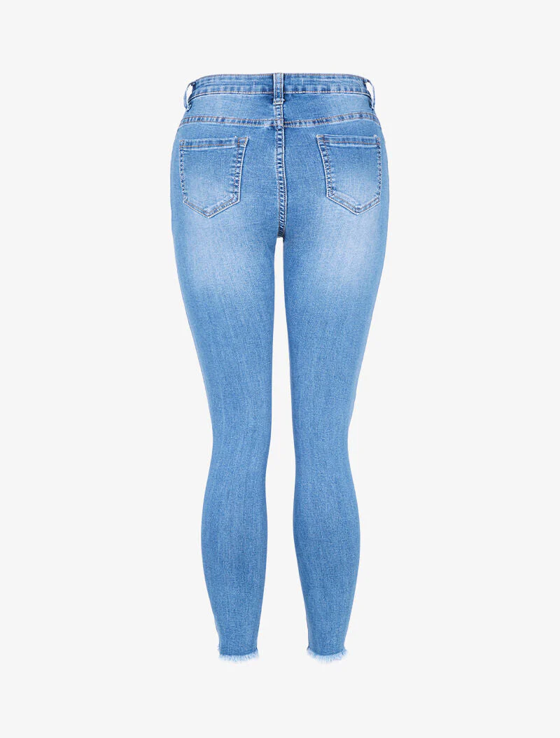Jean 7/8 met scheuren - blauw denim - Image 2