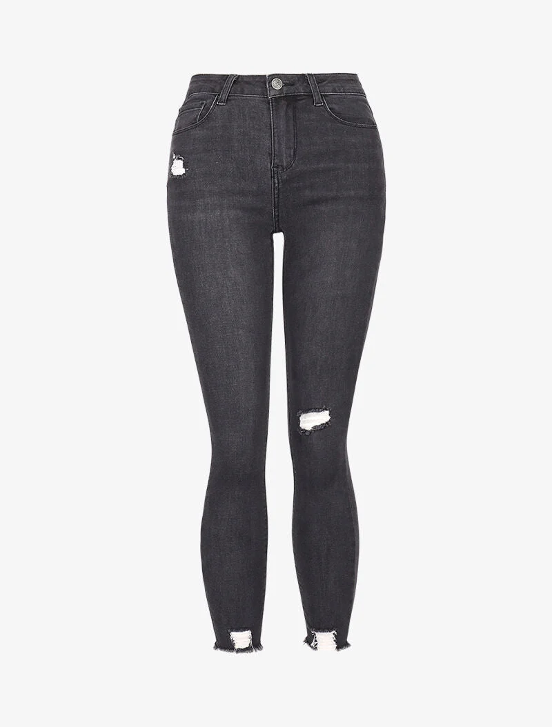 Jean 7/8 met vernietigende details - antraciet - Image 3