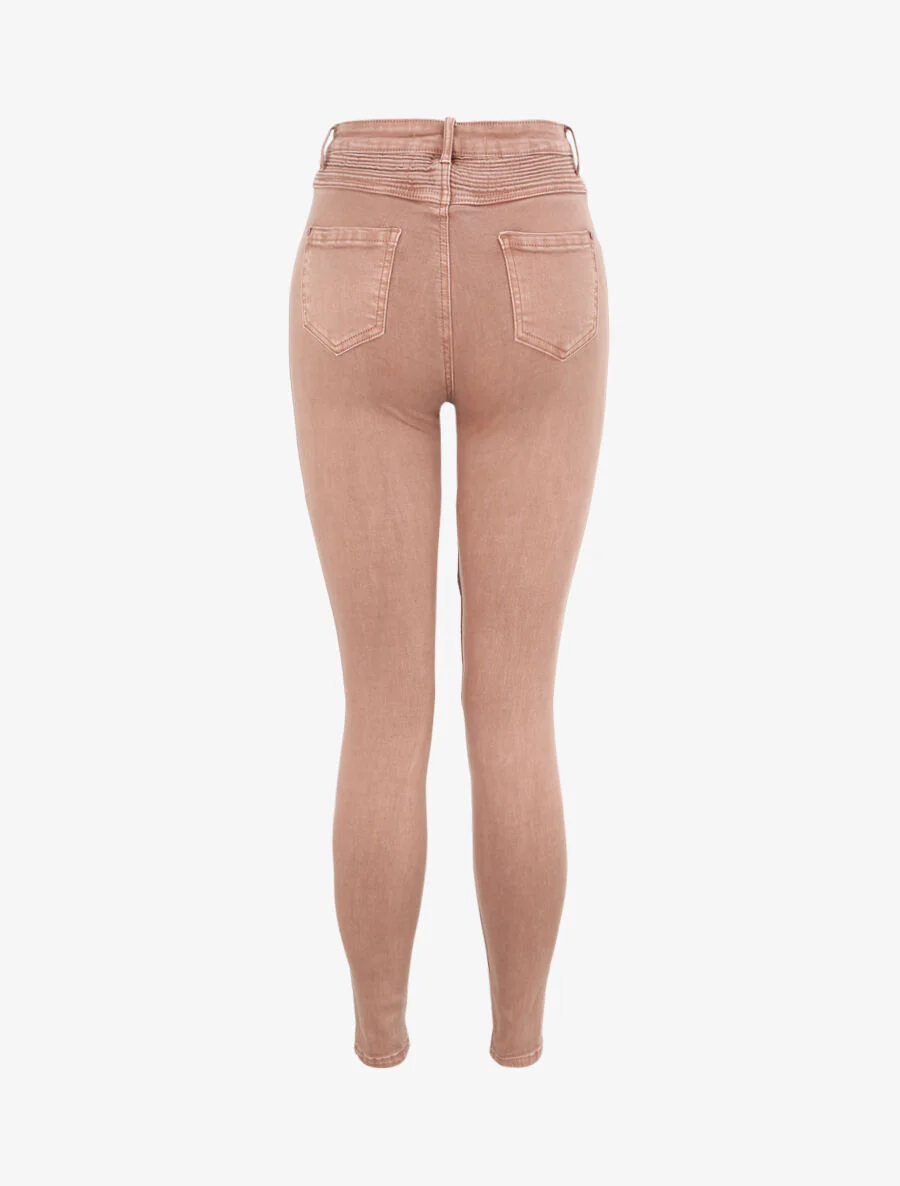 Jean biker skinny met hoge taille - Oudroze - Image 2