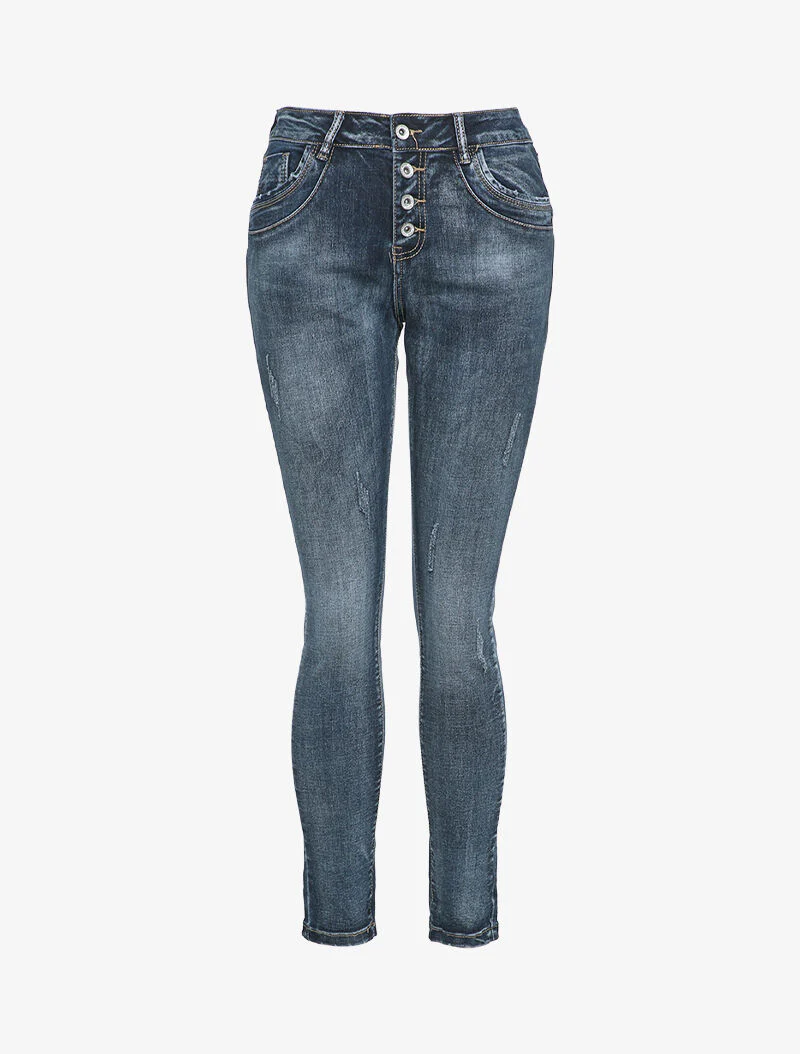 Jean boyfriend met geklauwde benen - Donker denim