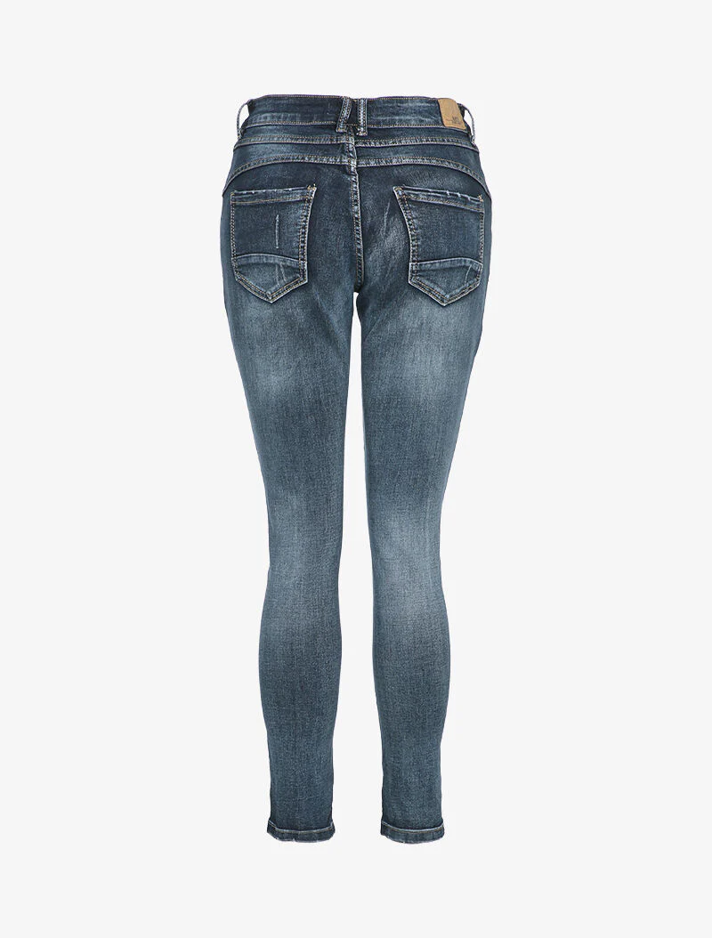 Jean boyfriend met geklauwde benen - Donker denim - Image 2
