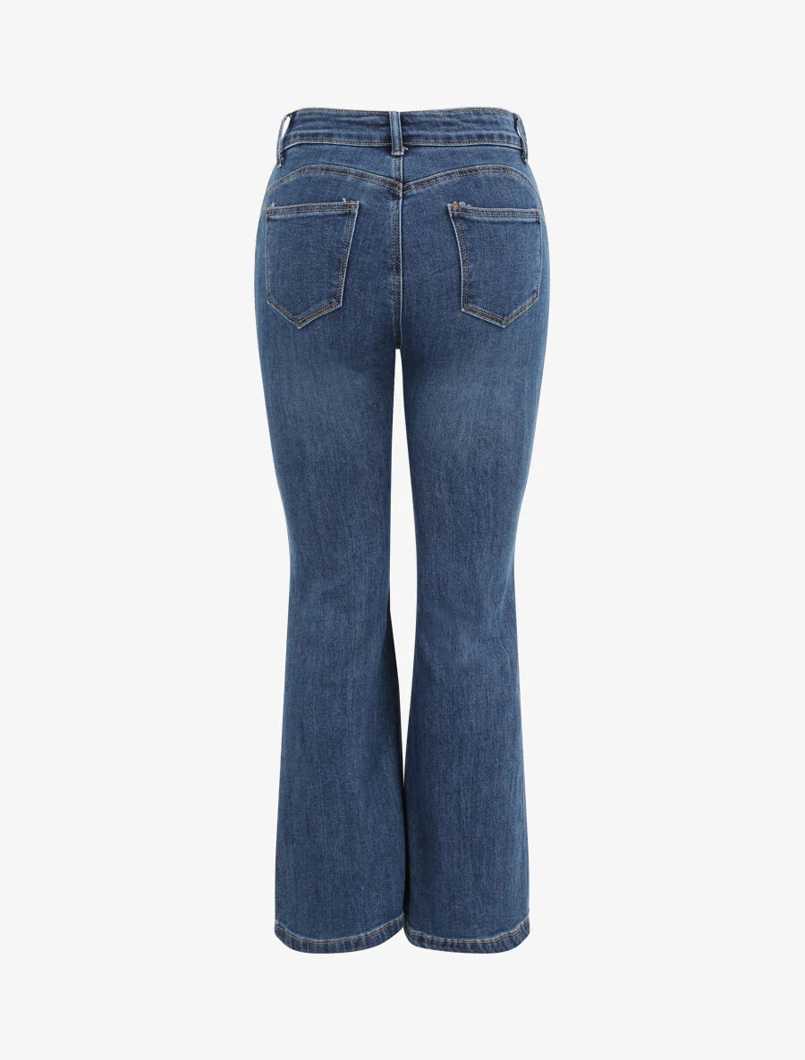 Jean flare met hoge taille en knopen - Blauw - Image 2