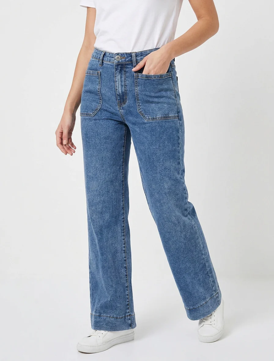 Jean met 4 zakken rechte pijp - Blauw - Image 4