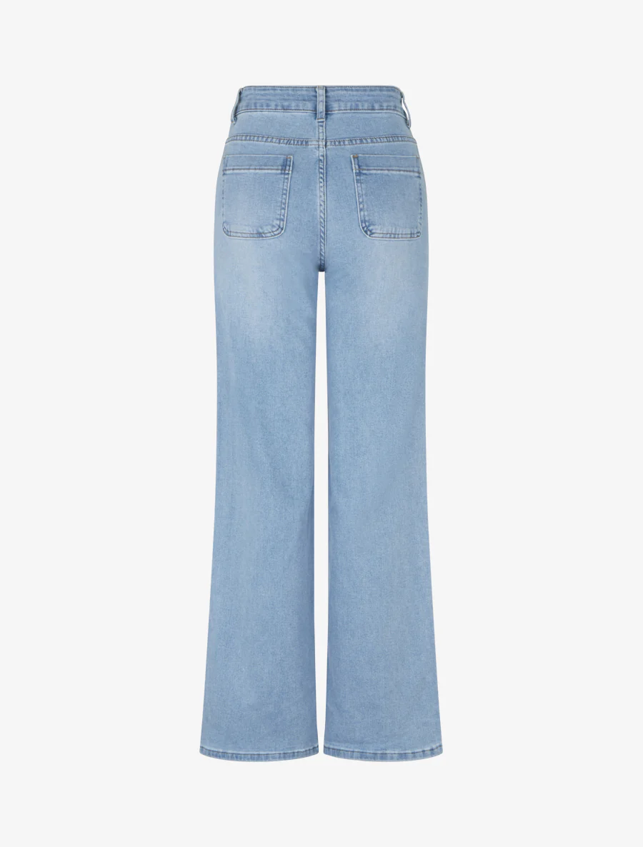 Jean met decoratieve knoopjes en rechte snit - Blauw - Image 2