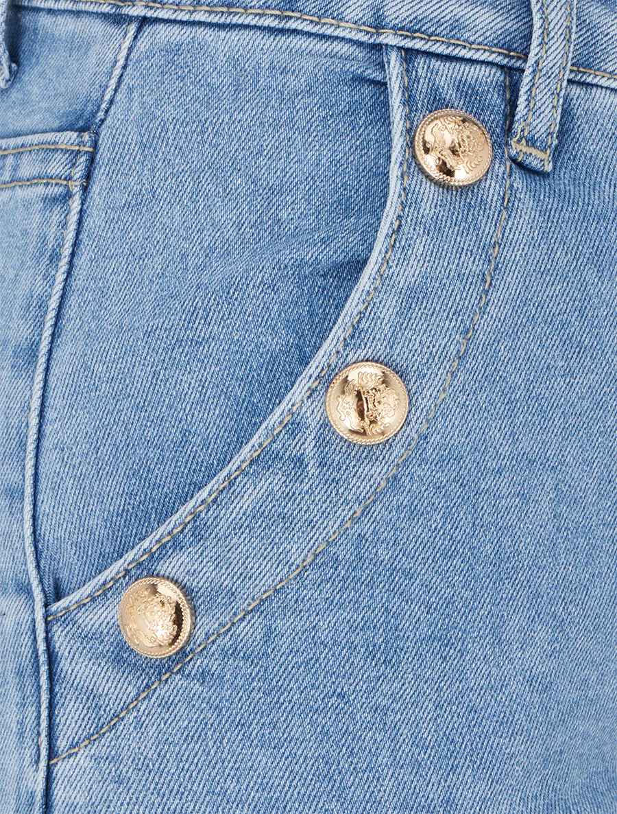 Jean met decoratieve knopen - Blauw - Image 3