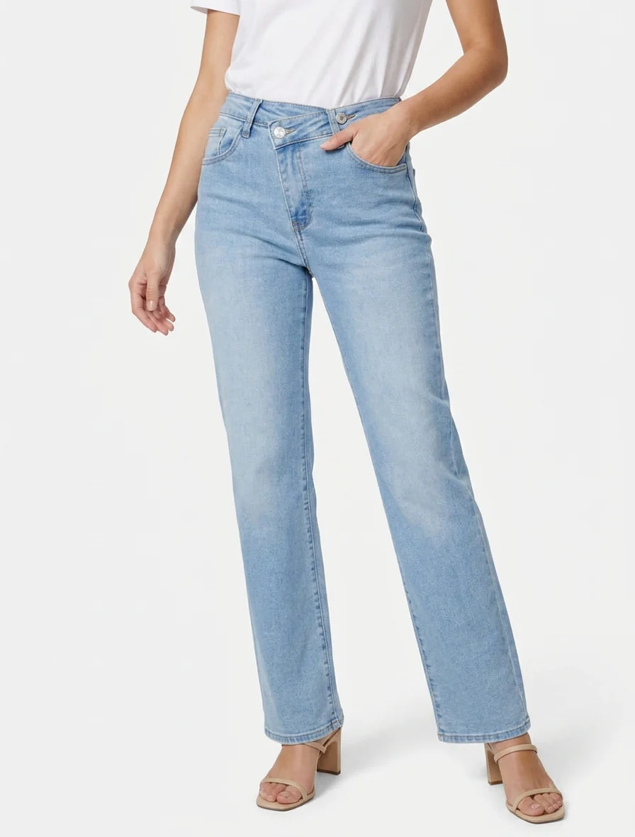 Jean met gestileerde knoopsluiting - Blauw - Image 4