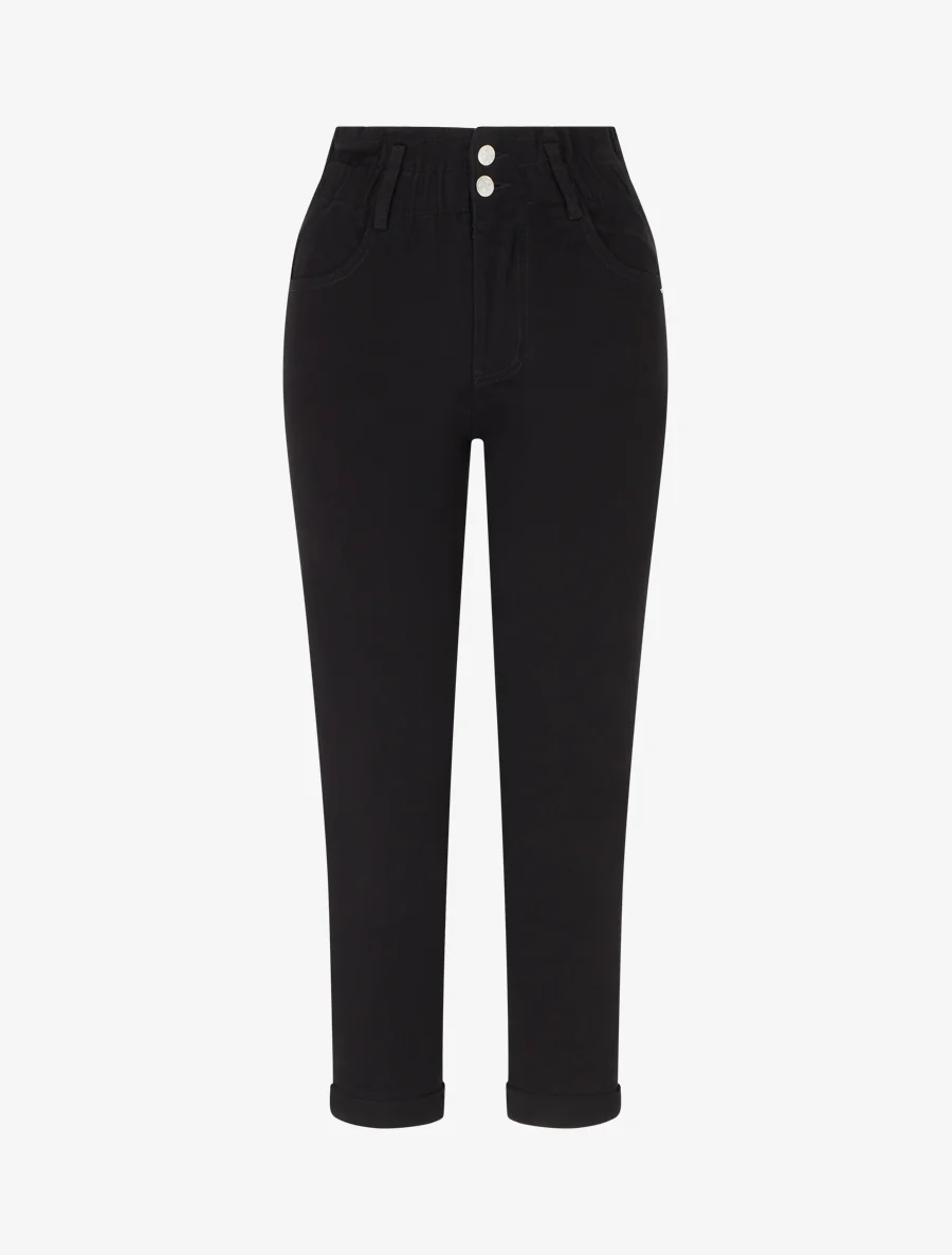 Jean met hoge elastische taille - Zwart