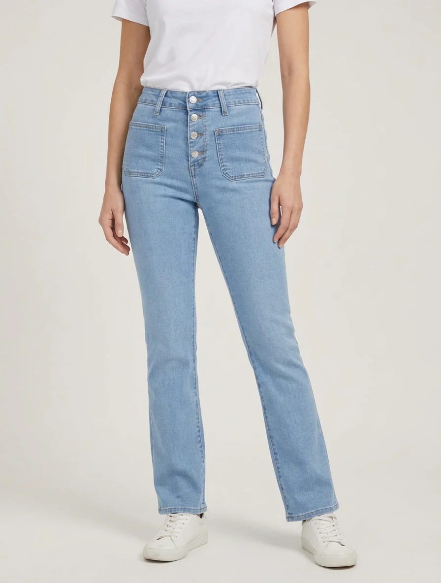 Jean met hoge taille en rechte pijpen - Blauw - Image 4