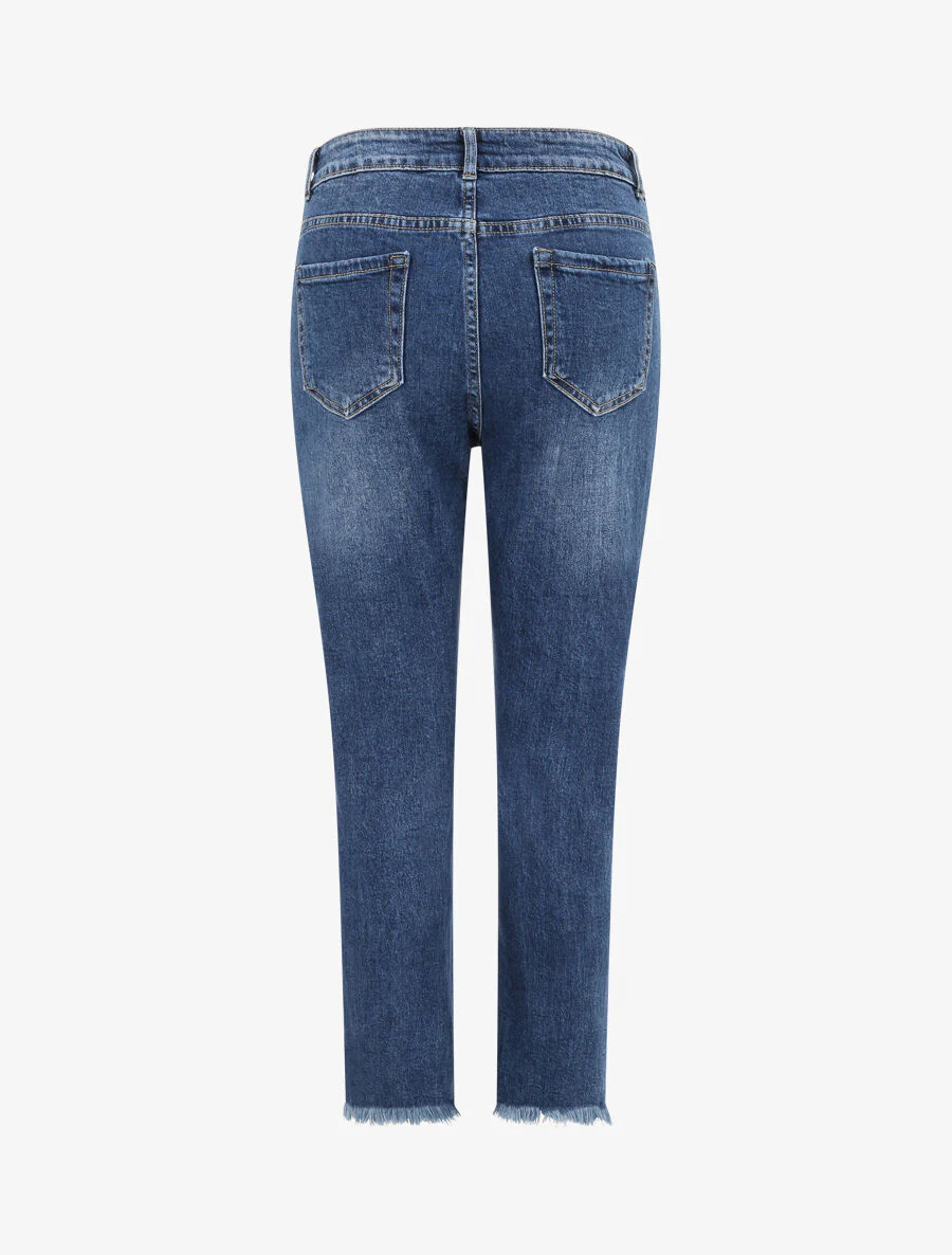Jean met hoge taille met scherpe zoom - Blauw - Image 2