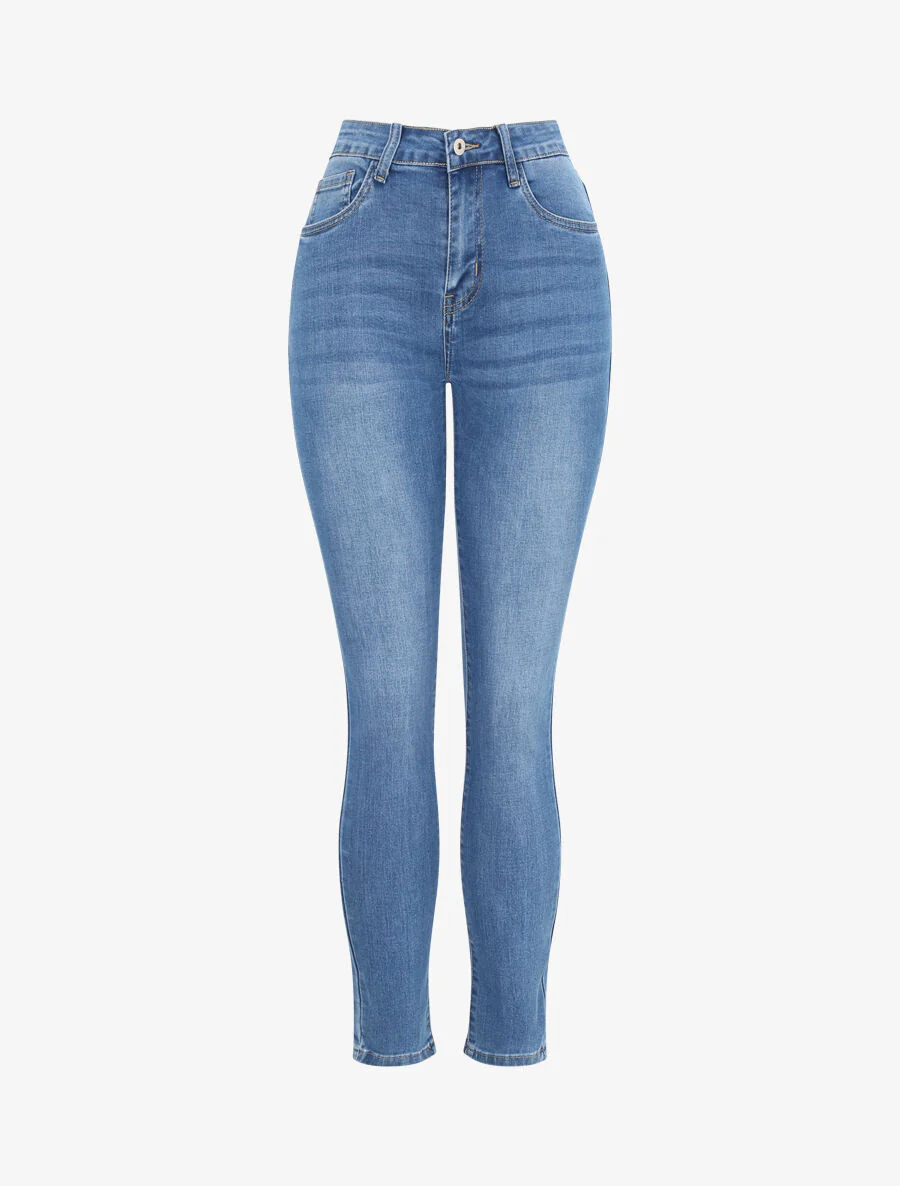 Jean met hoge taille vervaagd - Lichtblauw