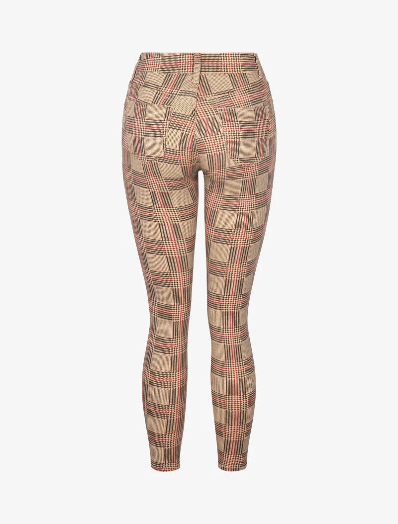 Jean met houndstooth ruitpatroon en skinny fit - kameel - Image 4