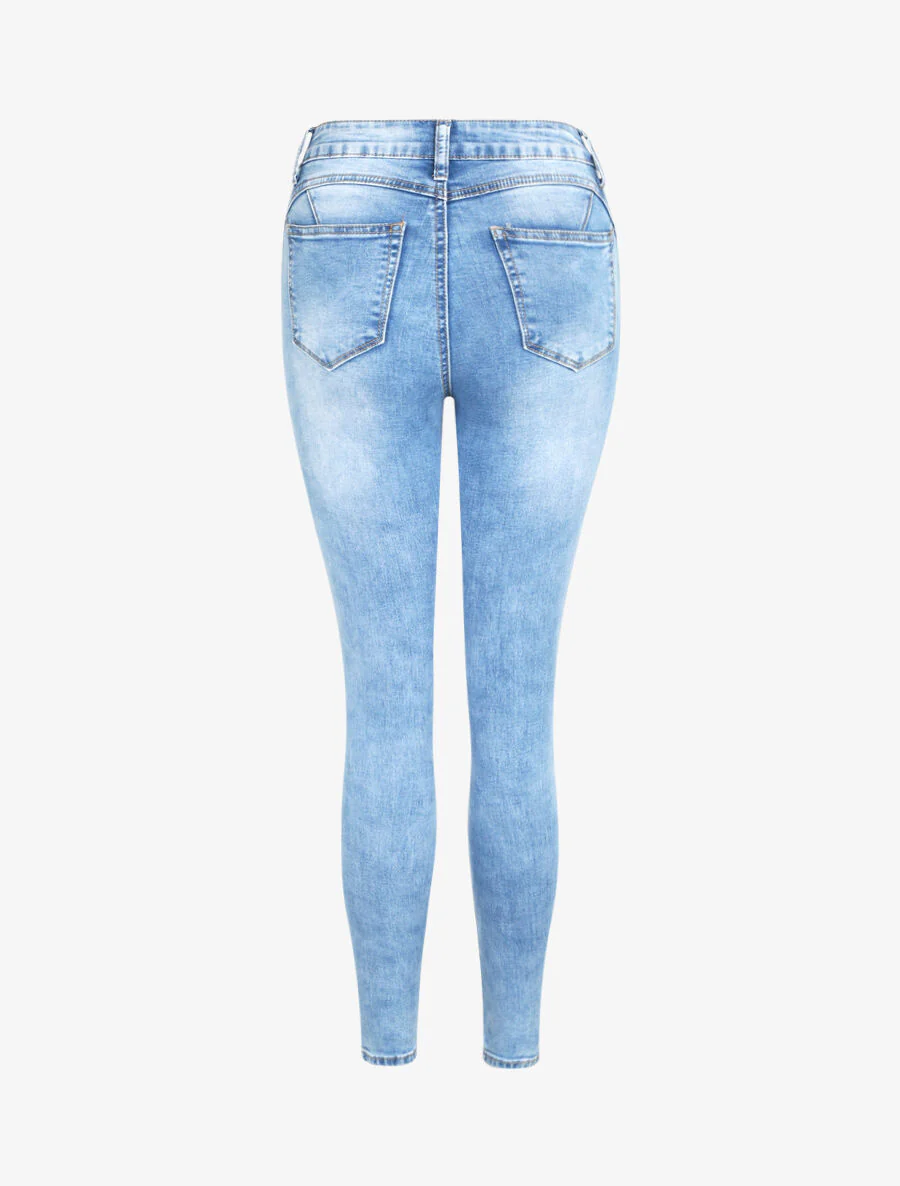 Jean met knoopjes aan de bovenkant - Blauw - Image 2