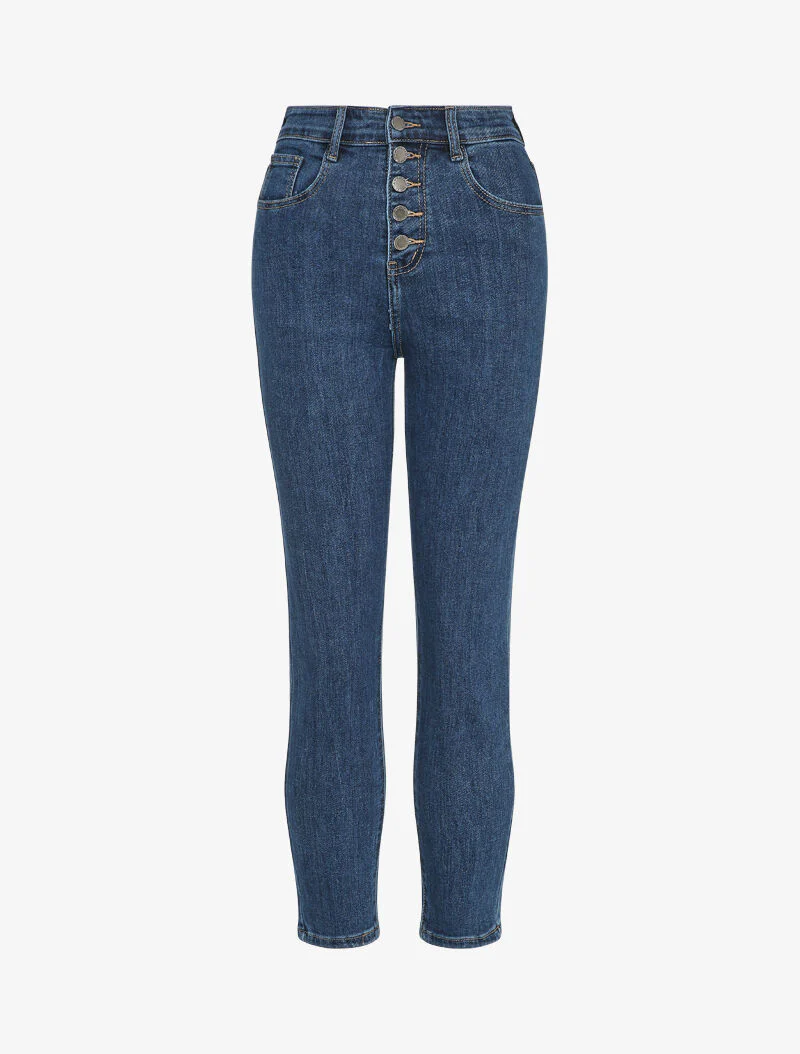 Jean met knoopsluiting - Blauw denim