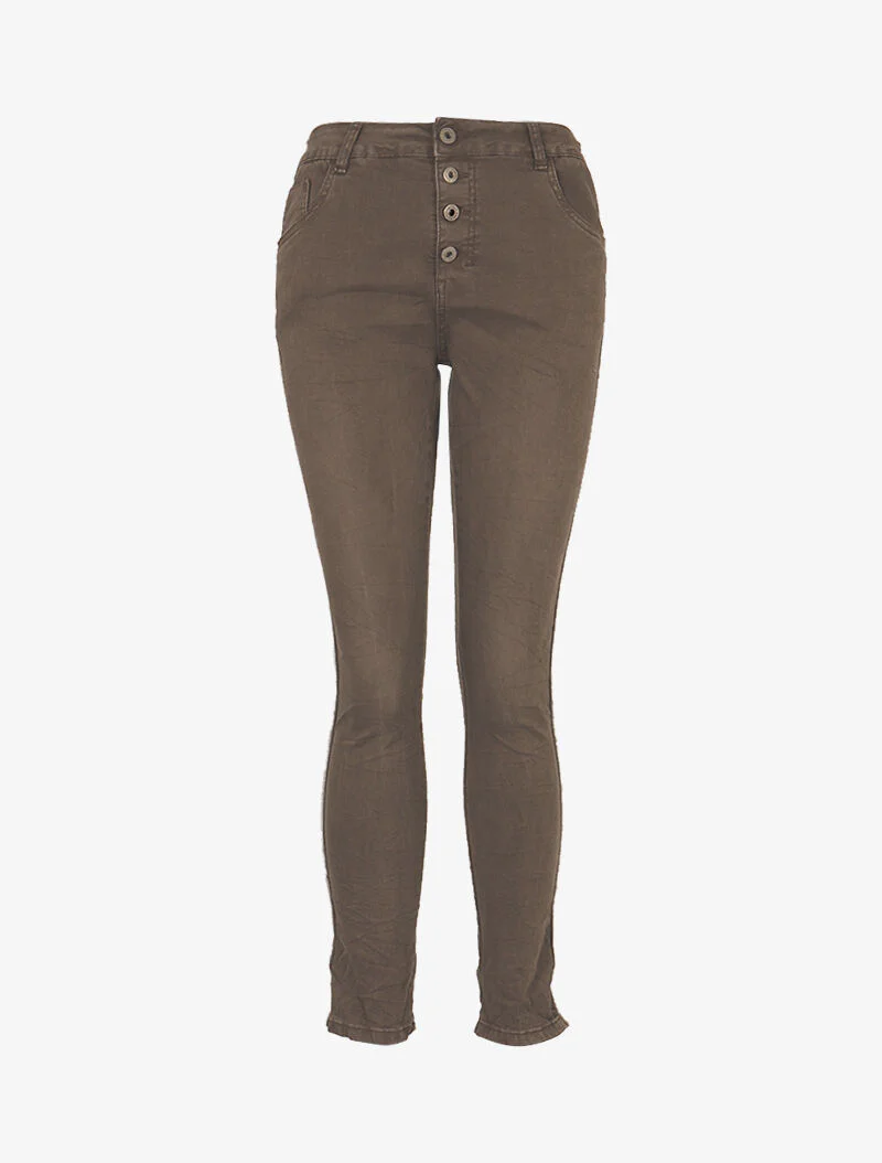 Jean met parelrand - bruin - Image 3