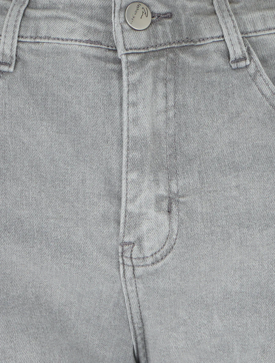 Jean met omgeslagen zoom, mom fit - Grijs - Image 3