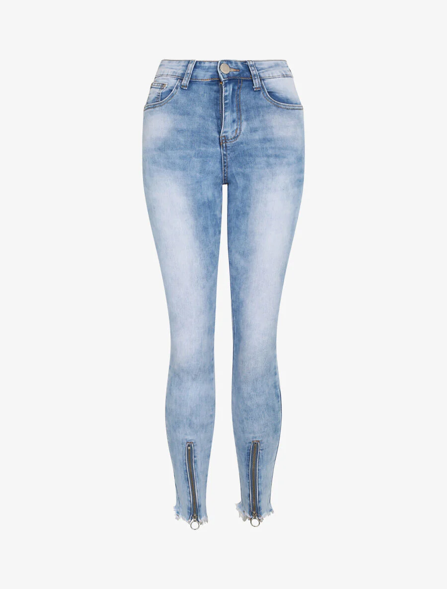 Jean met rits aan de zijkanten - Blauw