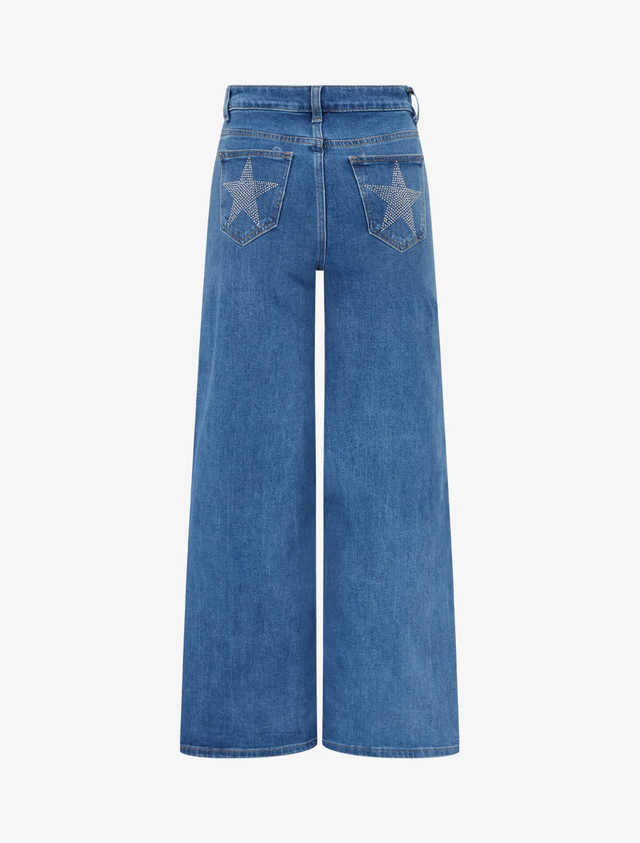 Jean met strassterren in rechte snit - Blauw - Image 2