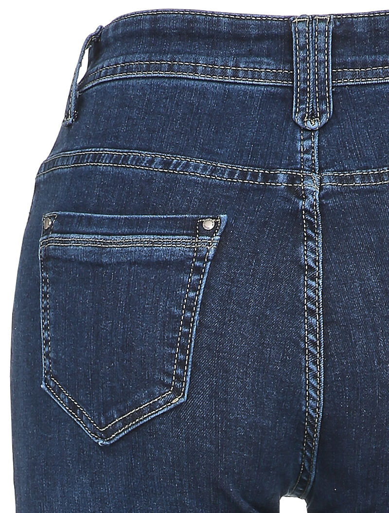 Jean met uitlopende pijpen en franjes aan de randen - Blauw denim - Image 3