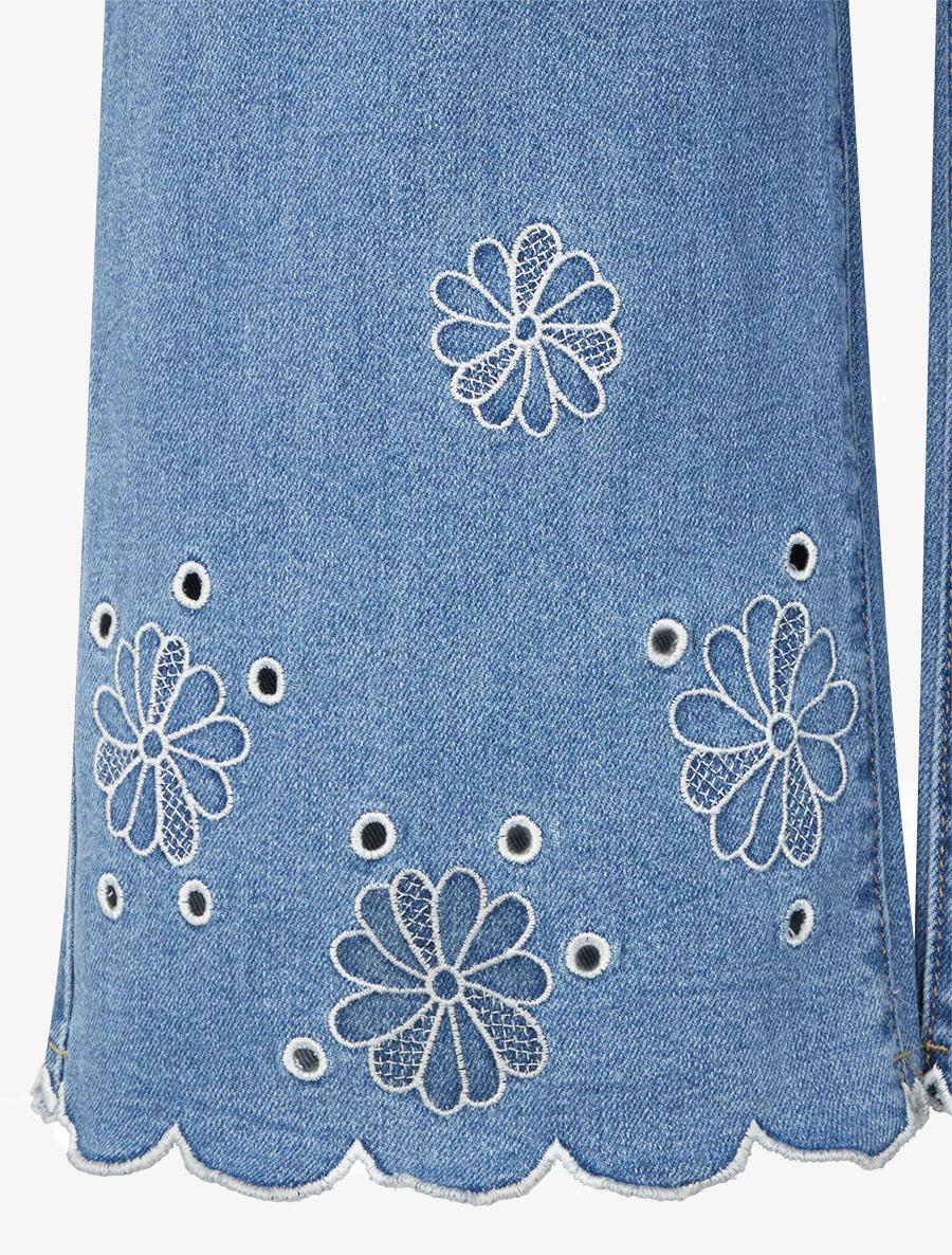Jean met wijde pijpen en golvende zomen - Blauw - Image 3