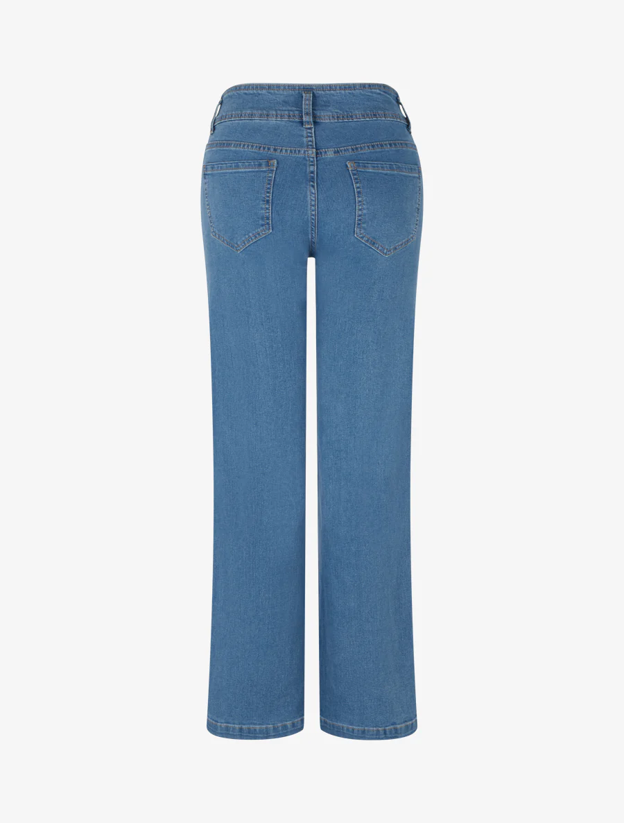Jean met wijde pijpen en hoge taille in rechte snit - Blauw - Image 2