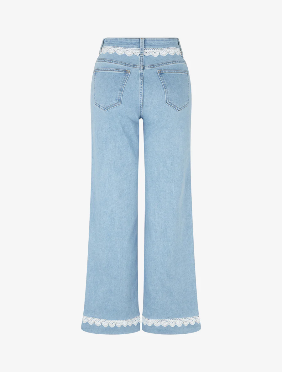 Jean met wijde pijpen en kant - Blauw - Image 2
