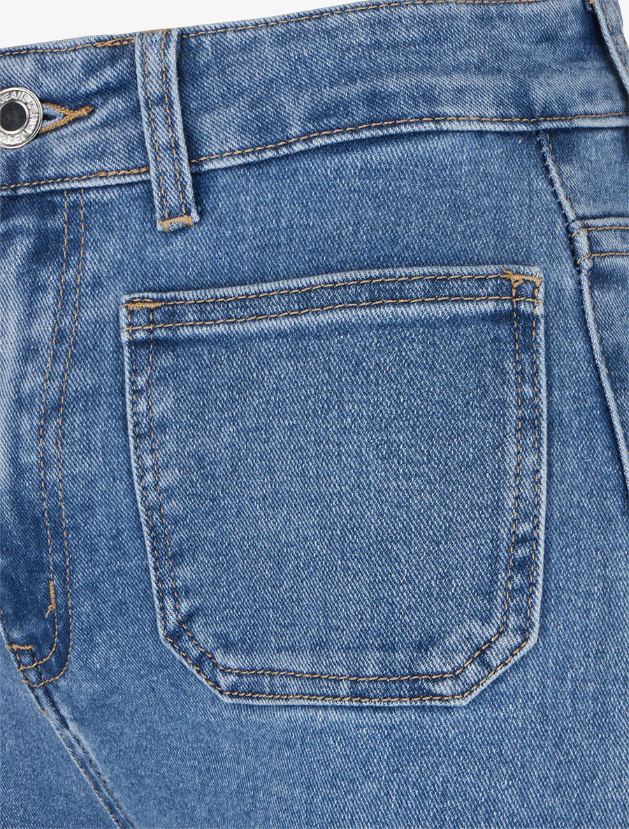 Jean met wijde pijpen en opgestikte zakken - Blauw - Image 3