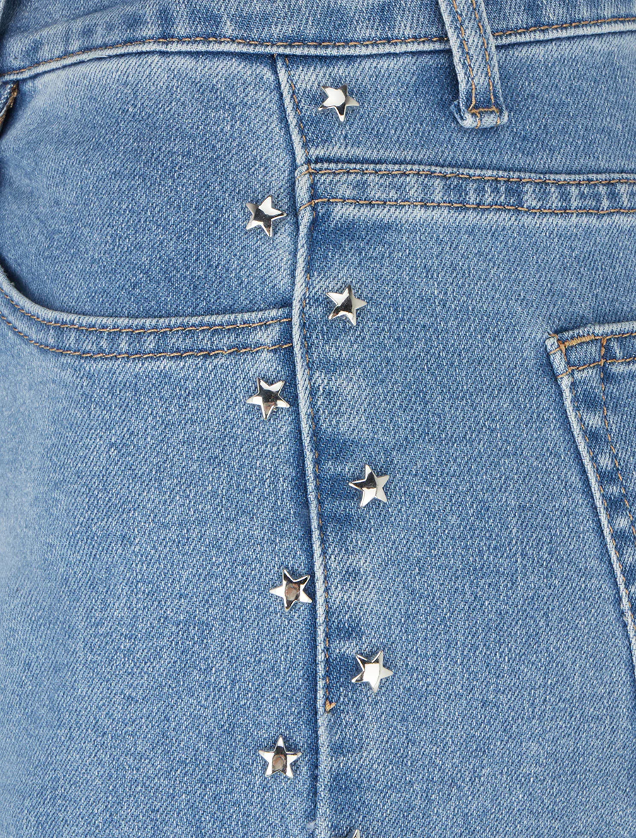 Jean met wijde pijpen en stervormige strass-steentjes - Blauw - Image 3