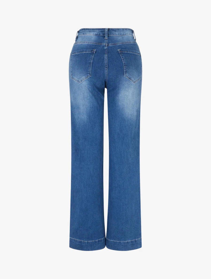 Jean met zichtbare naden rechte snit - Blauw - Image 2