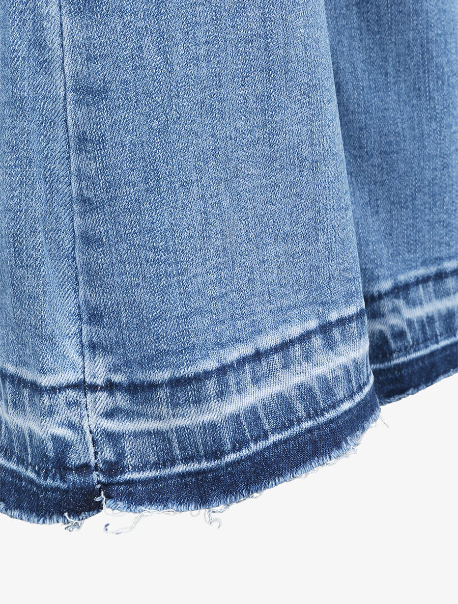 Jean push up met flared pijpen met vervaagde randen - Blauw denim - Image 3