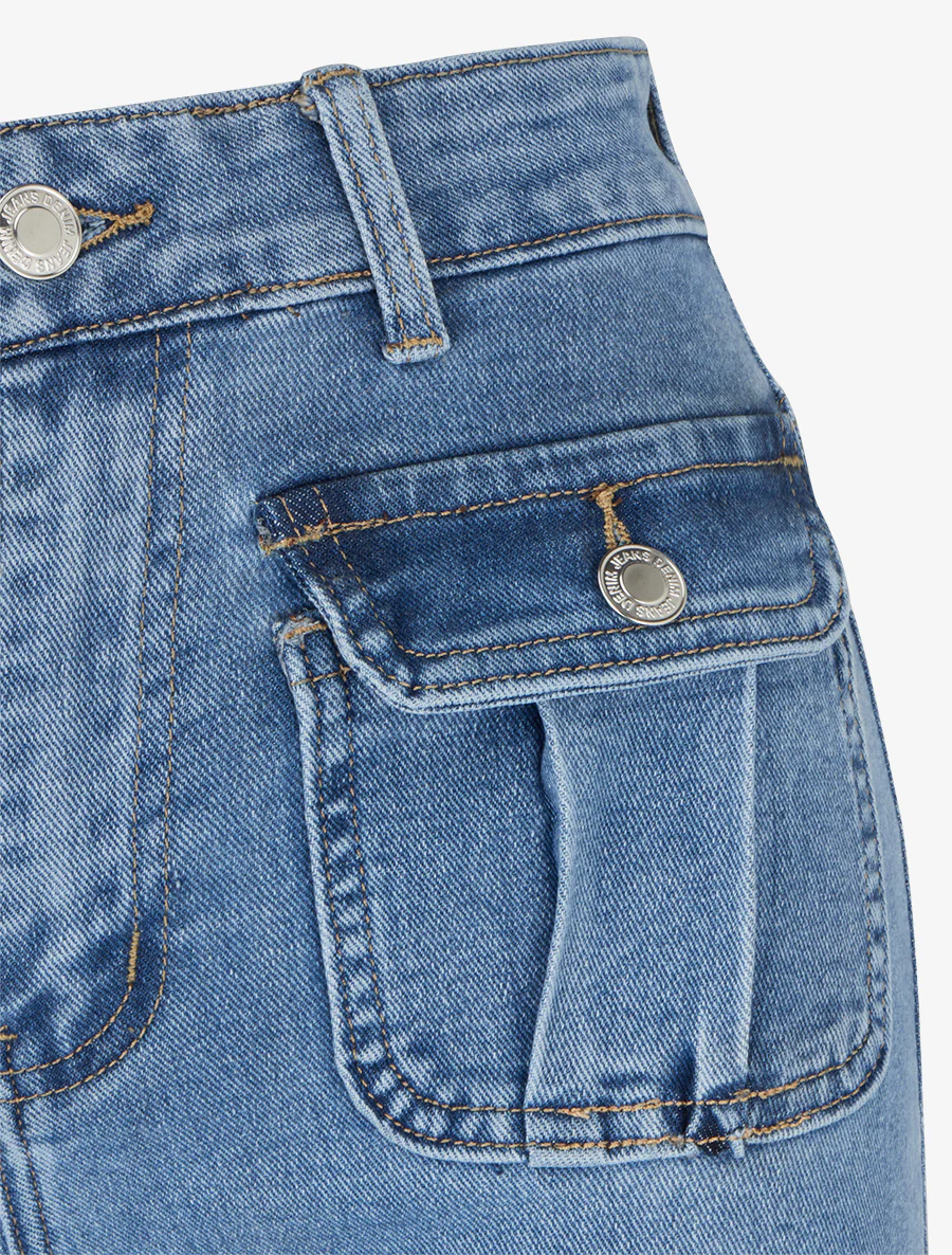 Jean push-up met klepzakken - Blauw - Image 3