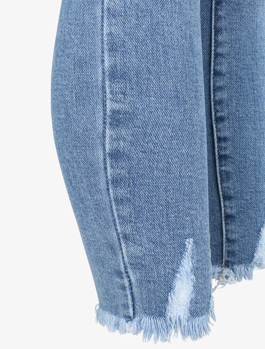 Jean push up skinny fit met krassen - Blauw denim - Image 3