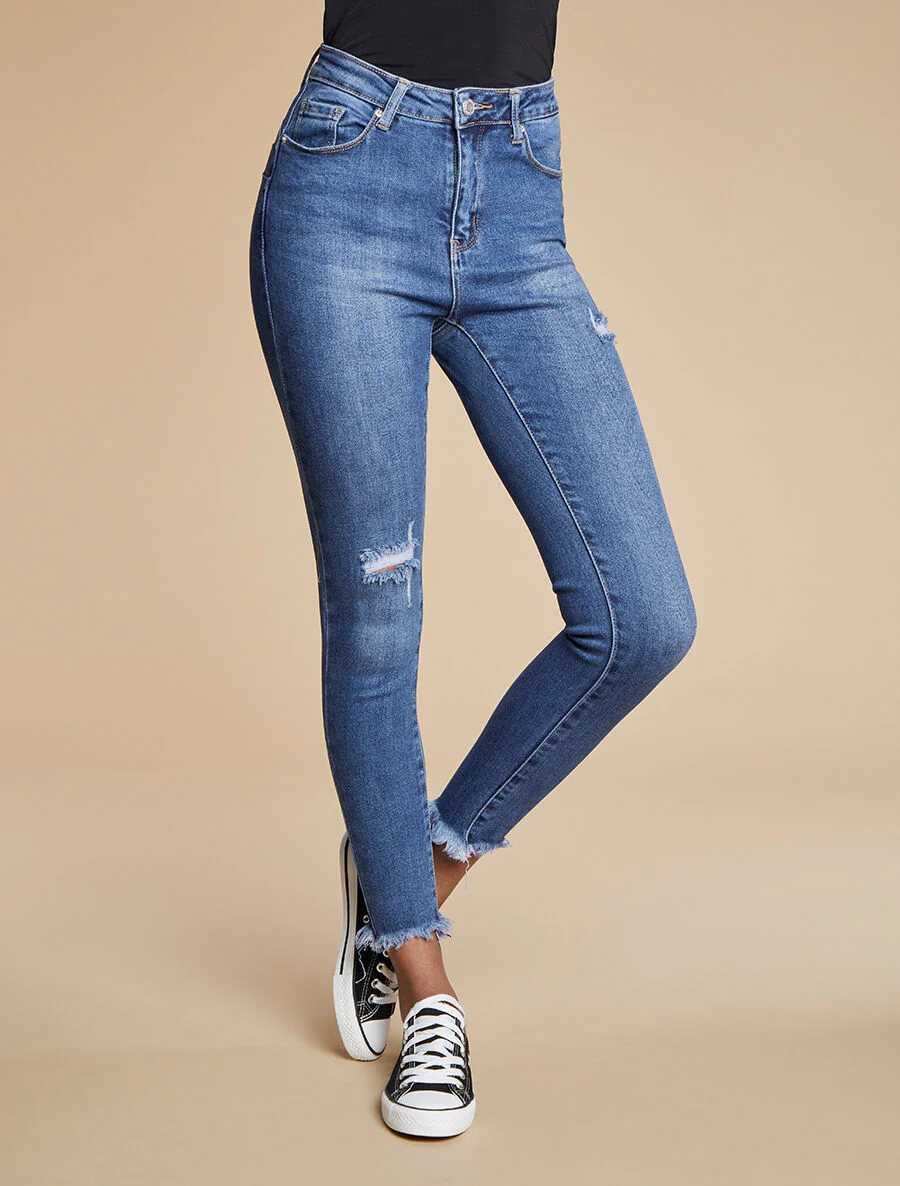 Jean push-up skinny gescheurd - Blauw