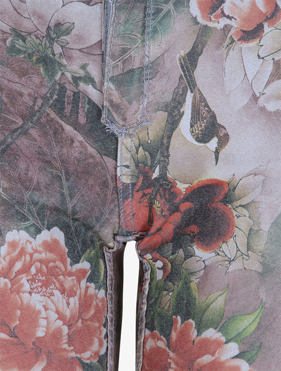 Jean reversibele slanke hoge taille gekreukt bloemenprint - Lichtblauw - Image 5