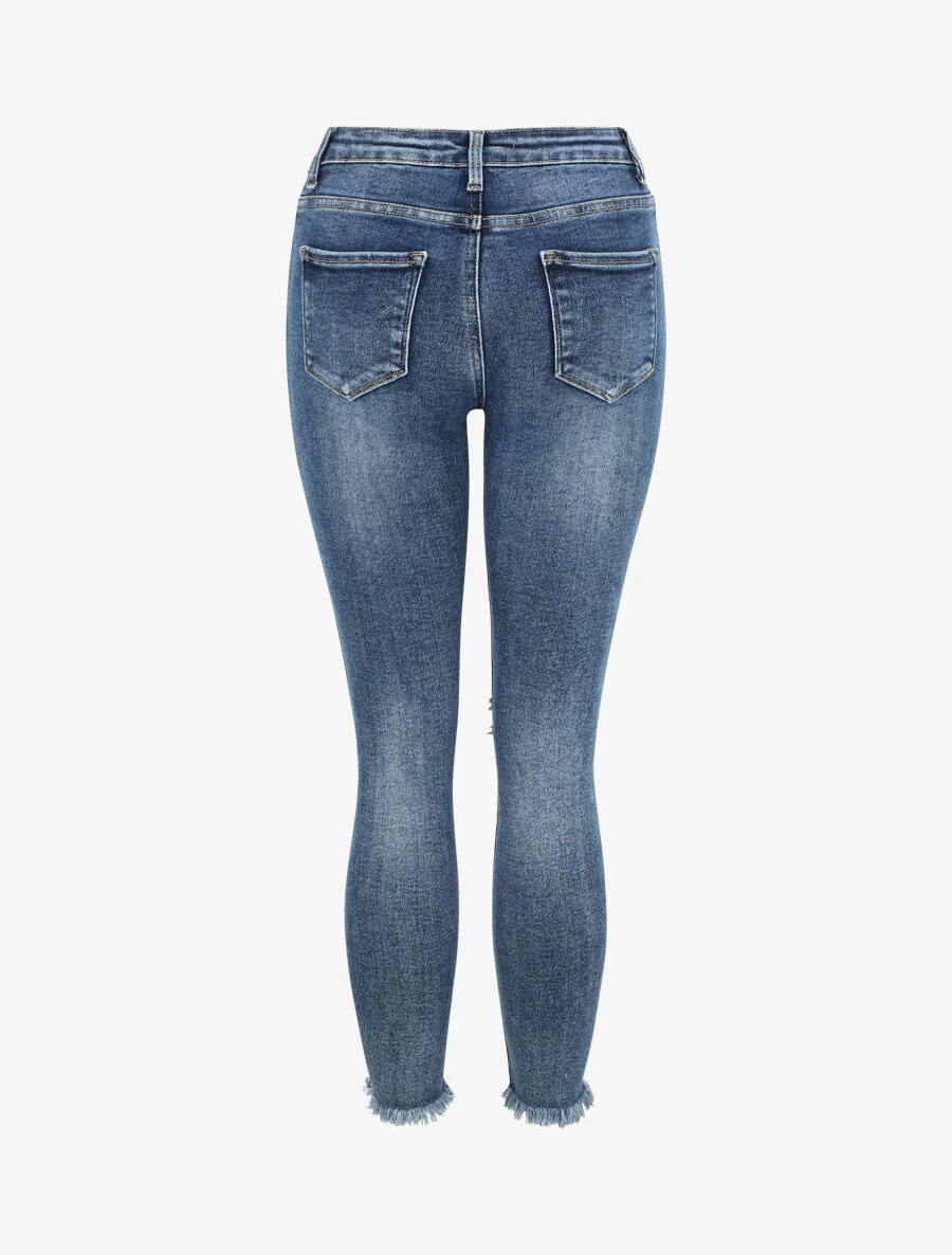 Jean skinny gescheurd en uitgefranste randen - Blauw denim - Image 2