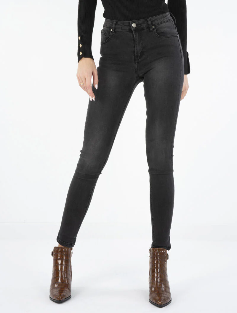 Licht gebleekte skinny jeans - zwart