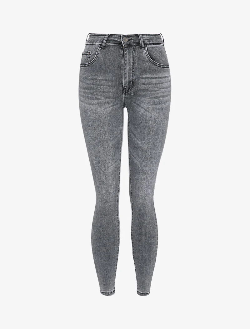 Skinny jeans met vervaagde details - Grijs