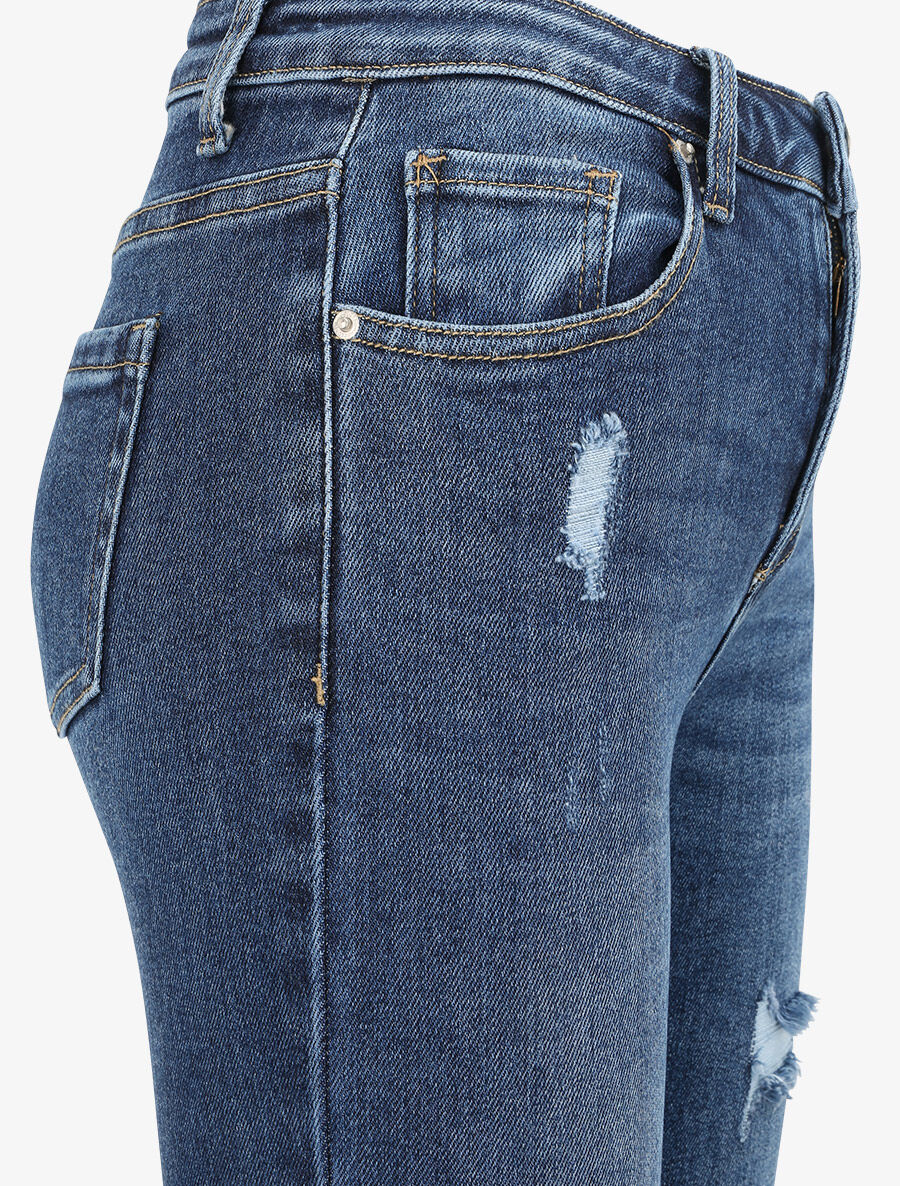Jean skinny met hoge taille gescheurd - Blauw - Image 3