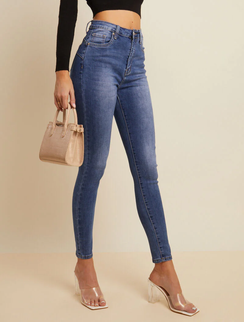Skinny push-up jeans - blauw denim