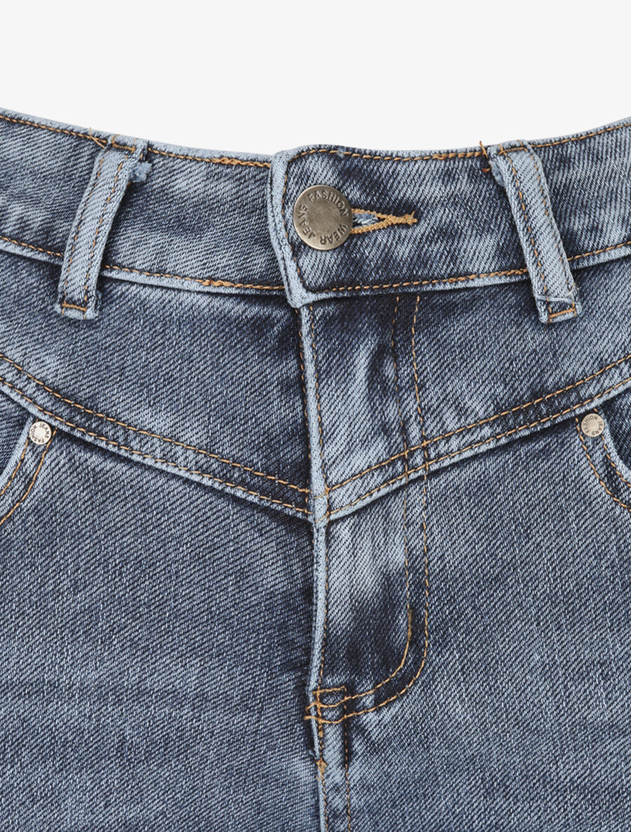 Slim jeans met V-naden in de taille - Blauw - Image 3