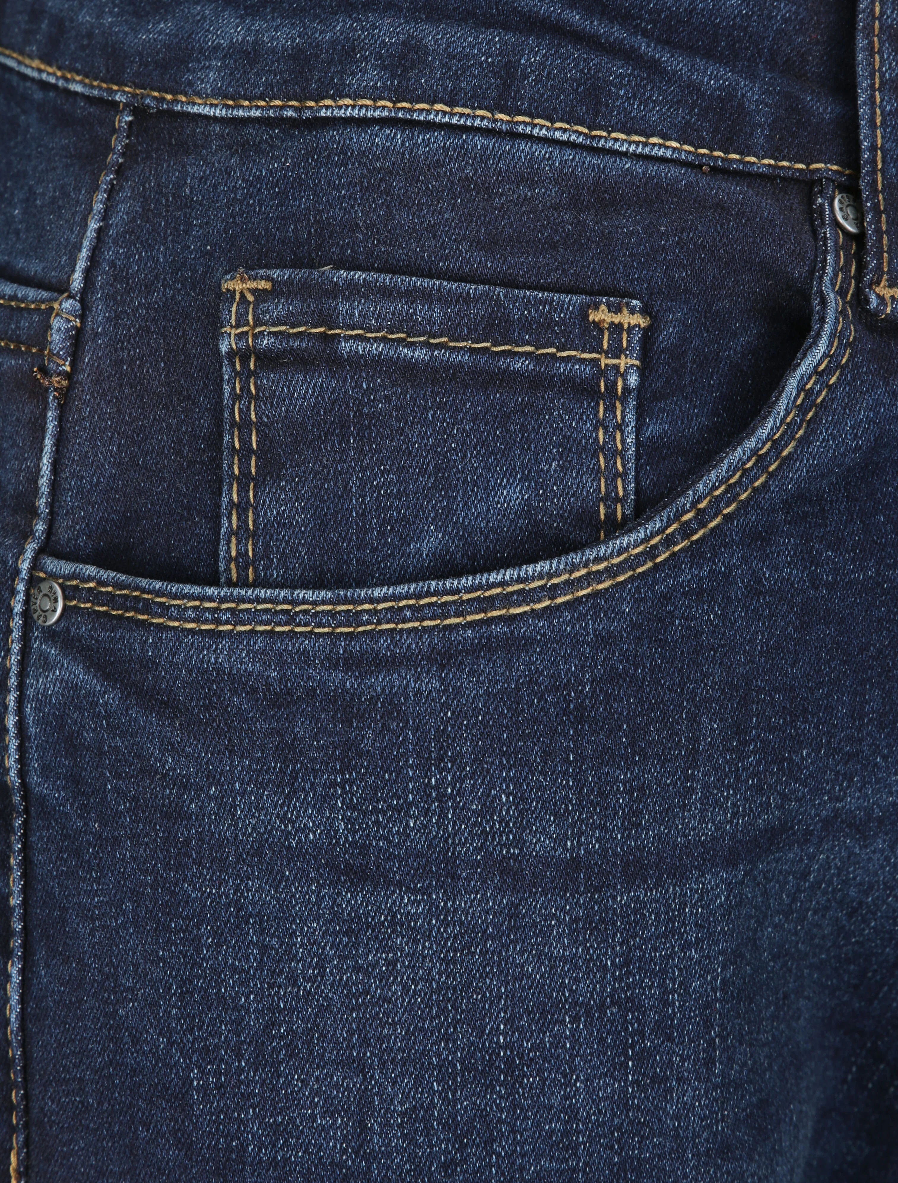 Jean met hoge taille en uitlopende pijpen - Donker denim - Image 3