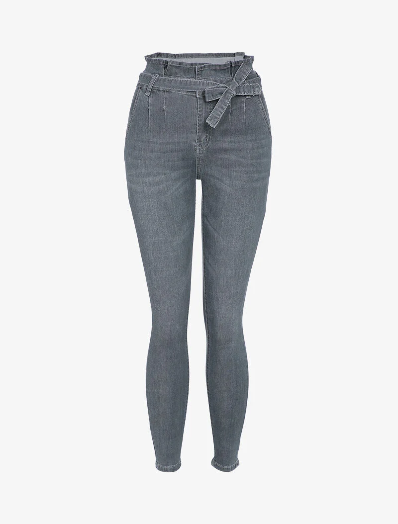 Jean taille empire coupe skinny - Donkergrijs