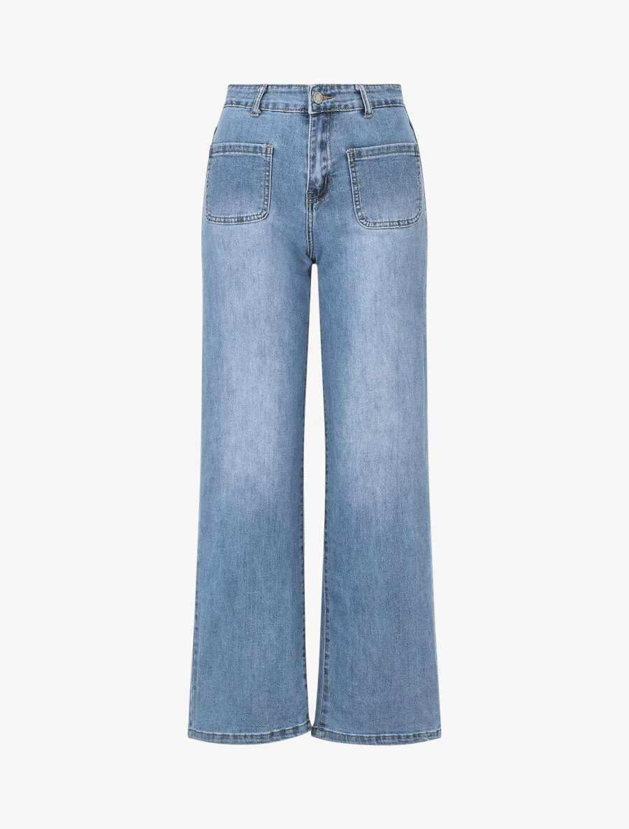 Jeans met 4 zakken en rechte pijpen - blauw