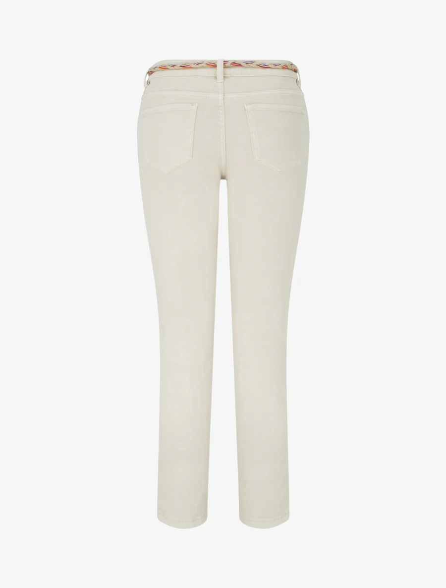 Jeans met fantasieparels en riem - Beige - Image 2