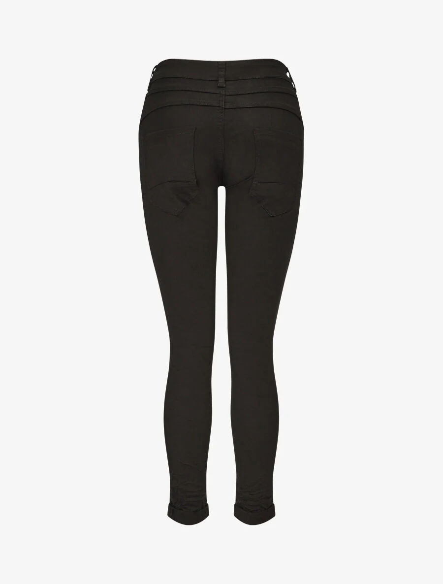 Jeans met hoge taille en kreukeffect. slim fit - zwart - Image 2