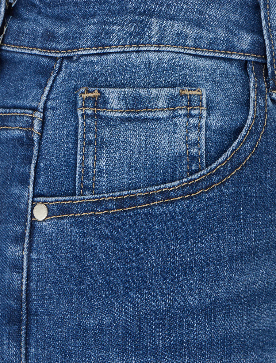 Jeans met hoge taille en rechte pijpen - Blauw - Image 3